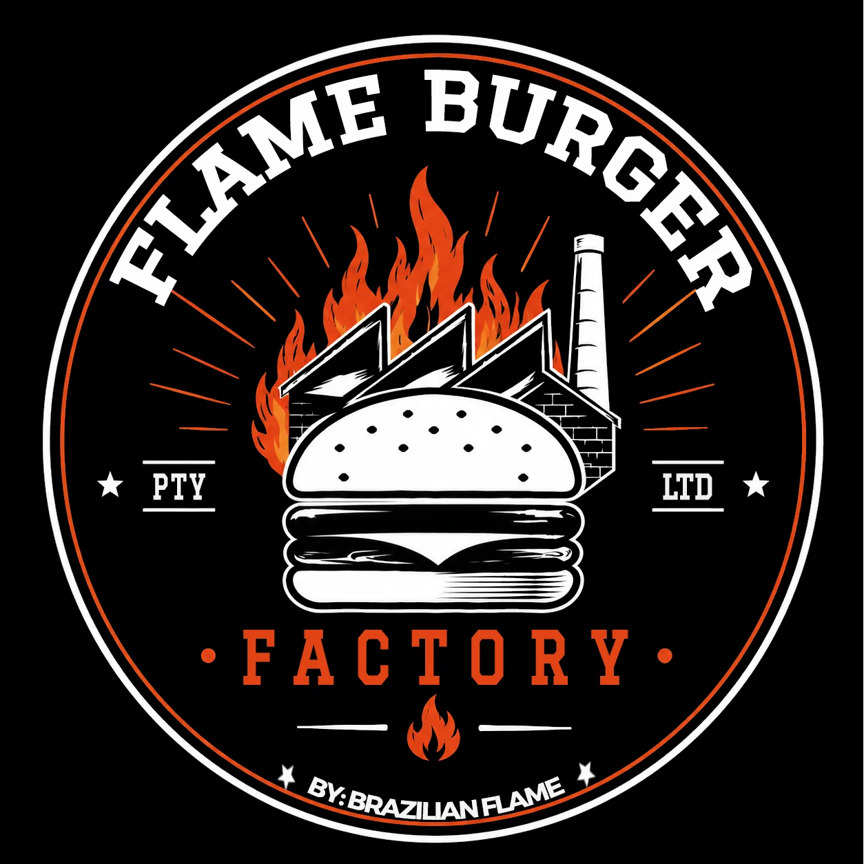 Flame Burger Factory badge logo