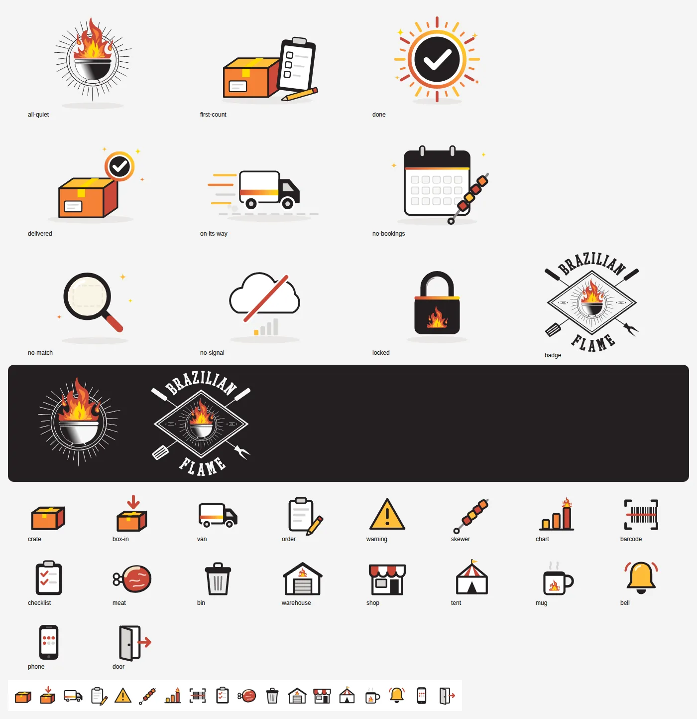 A set of custom illustrated icons for the operations app