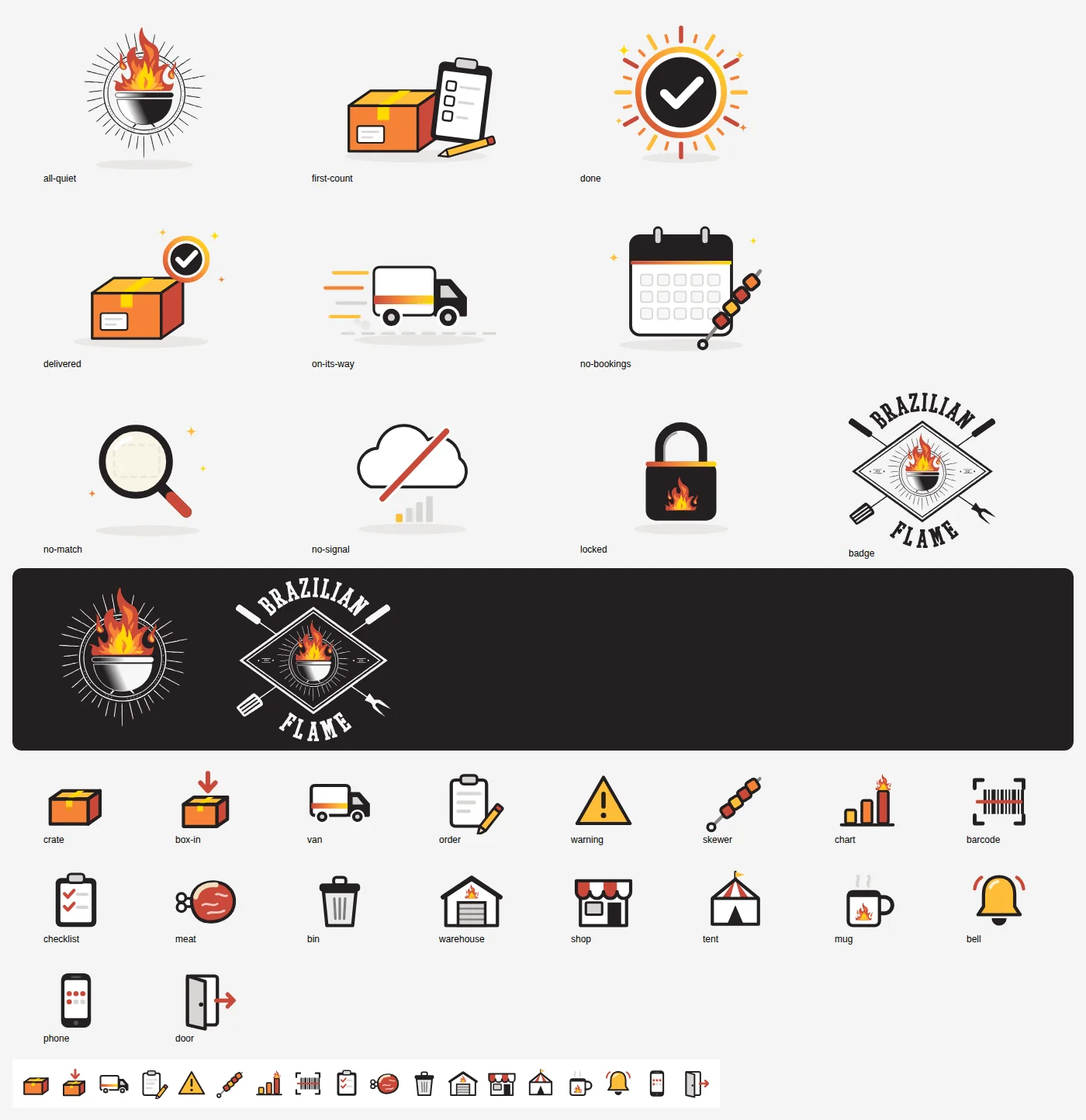 A set of custom illustrated icons