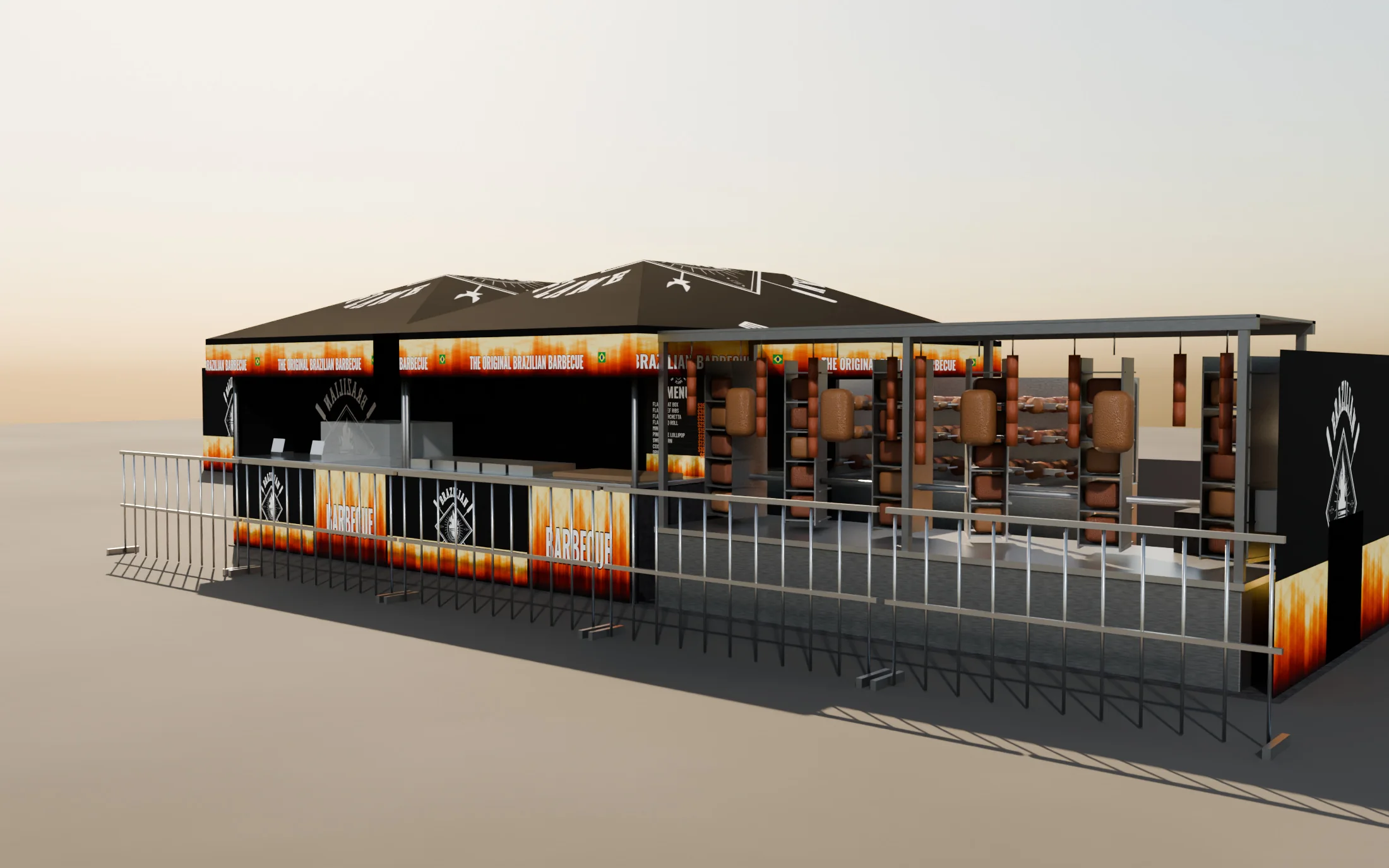 3D render of the Brazilian Flame festival outlet in daylight